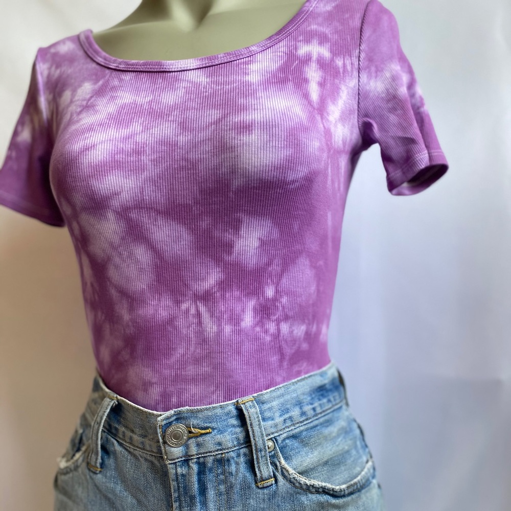 Never worn, custom tie dye short sleeve body suit